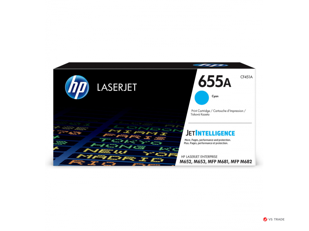 Картридж лазерный HP CF451A LaserJet 655A, оригинальный, голубой