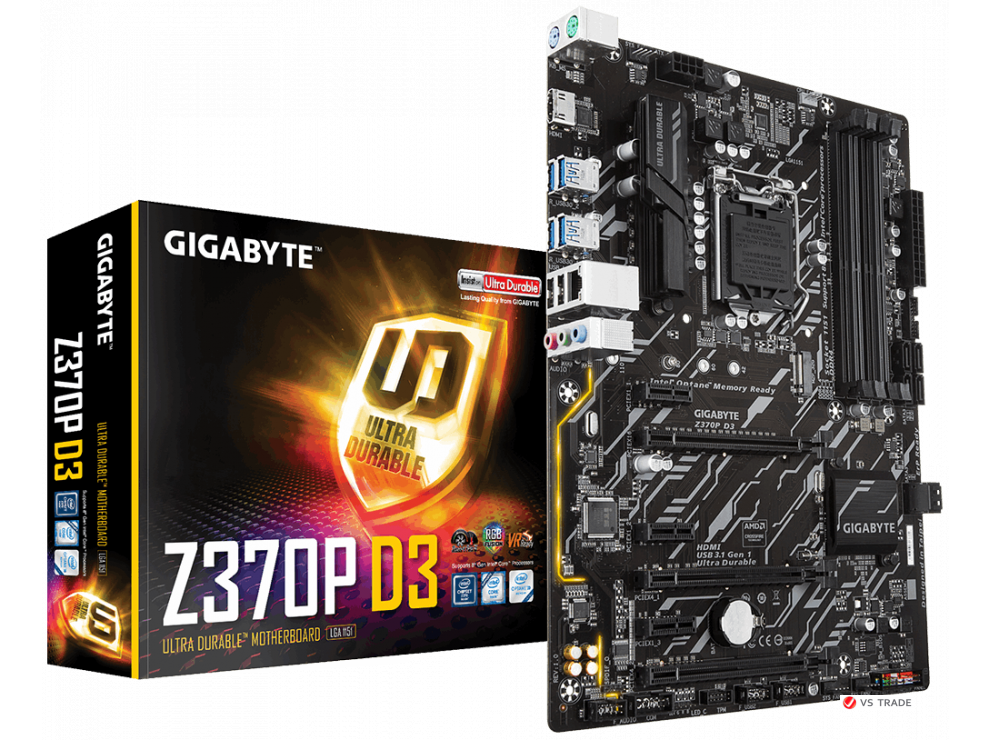 Сист. плата Gigabyte Z370P D3, Z370, S1151, 4xDDR4 DIMM, 3xPCIe x16, 3xPCIe x1, 6xSATA, M2, ATX, BOX