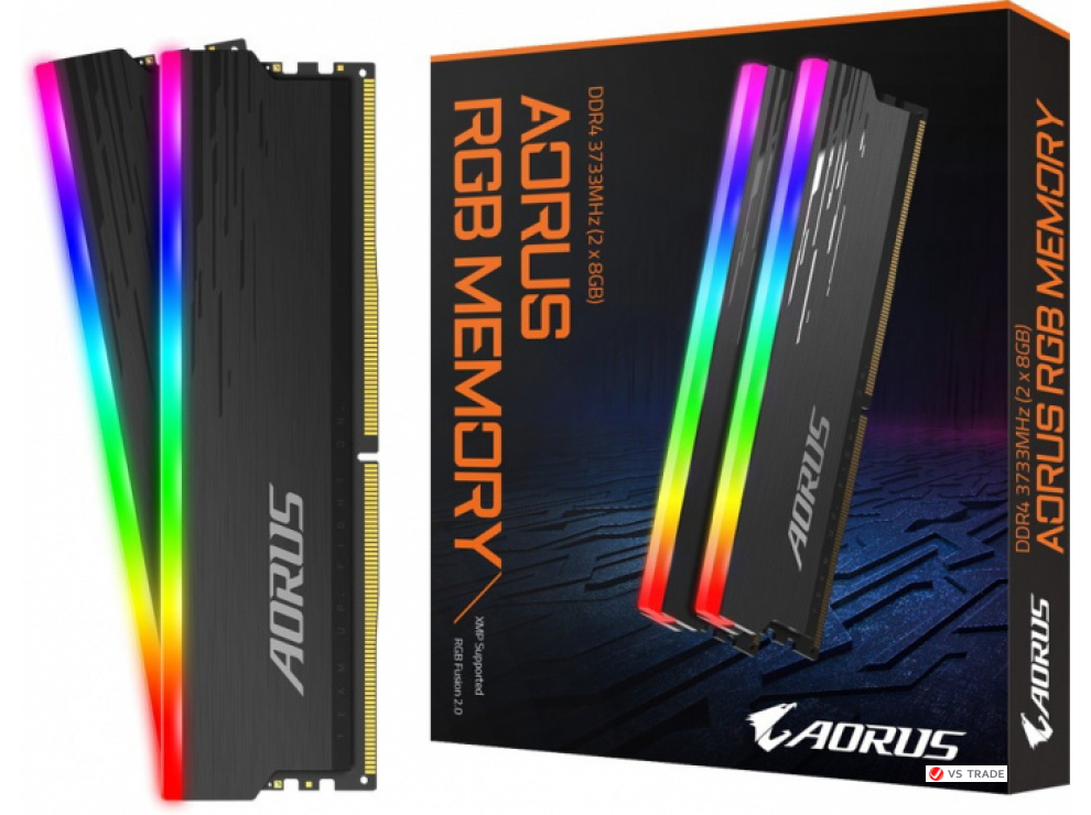 ОЗУ Gigabyte AORUS RGB 16Gb(8Gb*2)/3733MHz DDR4 DIMM, CL19, 1.4V, GP-ARS16G37
