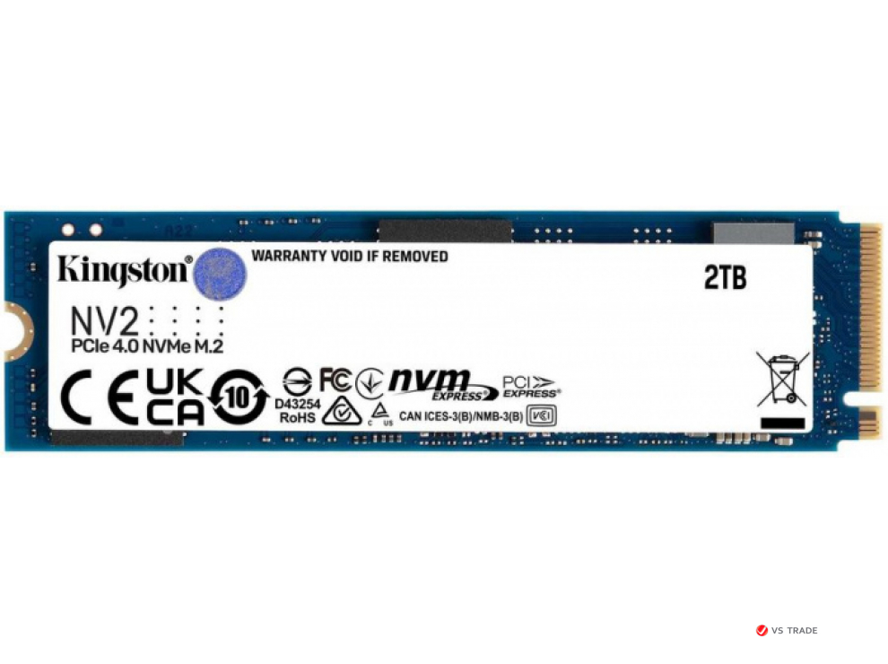 Твердотельный накопитель SSD Kingston NV2 2TB M.2 2280 NVMe PCIe 4.0, Read Up to 3500, write Up to 2800, SNV2S/2000G