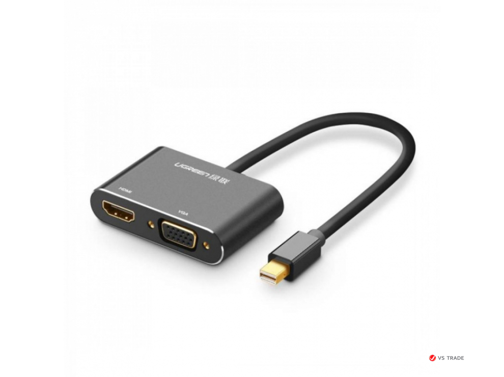 Конвертер Ugreen MD115 Mini DP Male To VGA Female+HDMI Female Converter Black. 20422