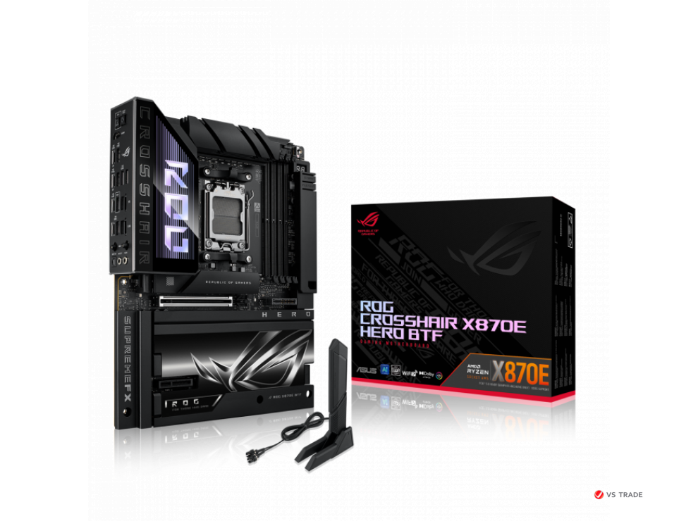 Сист. плата ASUS ROG CROSSHAIR X870E HERO BTF,X870E,AM5,4xDIMM DDR5,2xPCI-E x16 ,5xM.2,4xSATA,HDMI,WIFI7,BOX