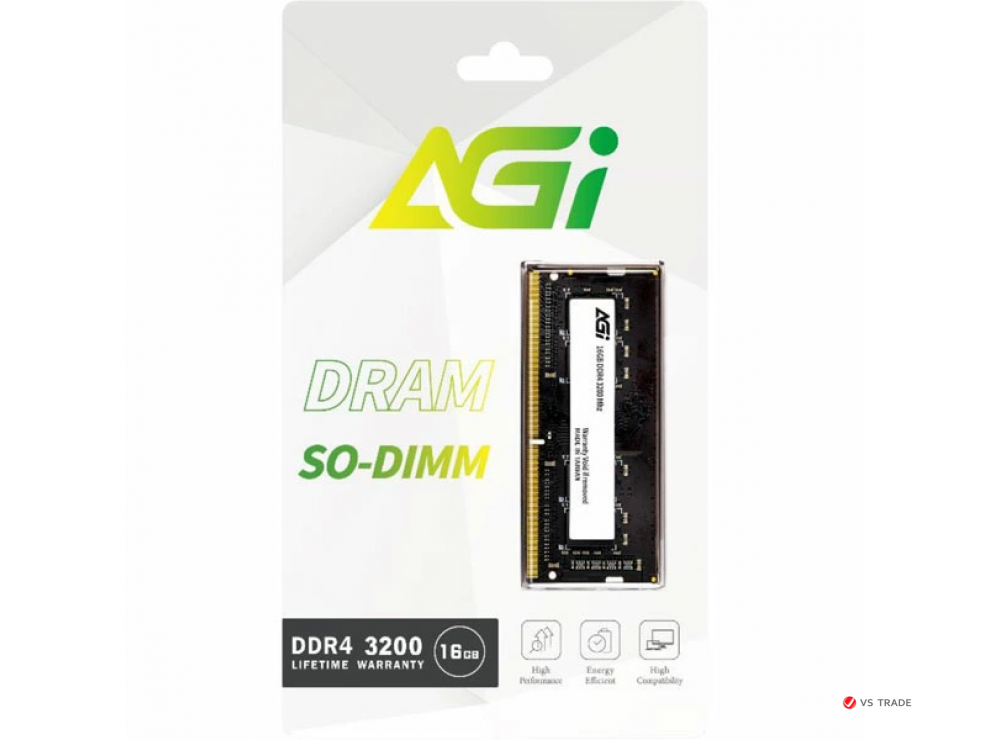 Модуль памяти для ноутбука AGI SO DIMM DDR4, 16Gb, 3200MHz, CL22, 1.2v, AGI320016SD138-ST ОЕМ (BULK)