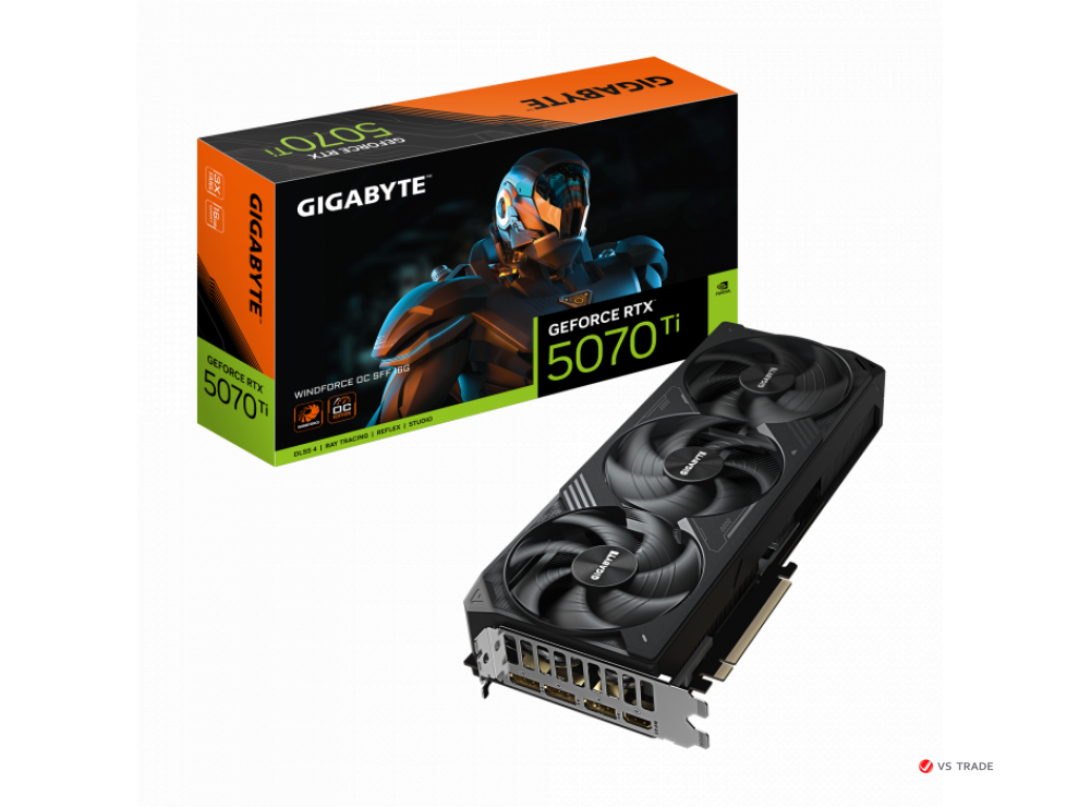 Видеокарта Gigabyte GV-N507TWF3OC-16GD, RTX 5070Ti Windforce OC, 16G GDDR7, 256bit, HDMI, DP, BOX