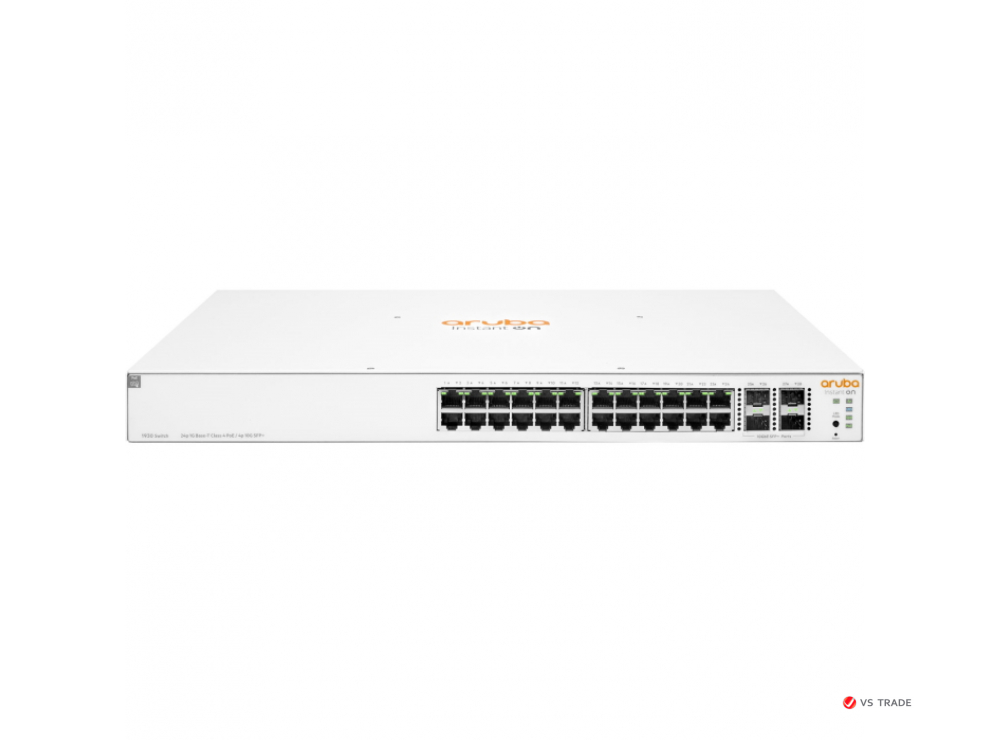 Коммутатор JL684A Aruba Instant On 1930 24G 4SFP+ L2+ (24xRJ-45 10/100/1000 ports PoE+ 370W, 4xSFP+ 1/10Gb ports)