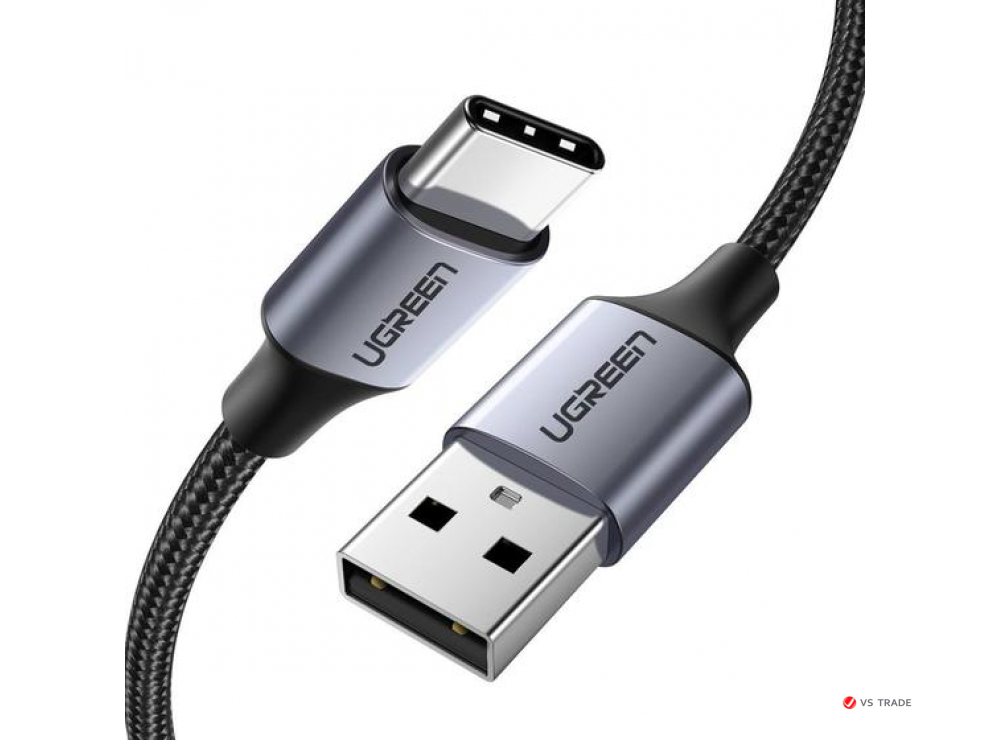 Кабель UGREEN US288 USB-A 2.0 to USB-C Cable Nickel Plating Aluminum Braid 1.5m (Black)