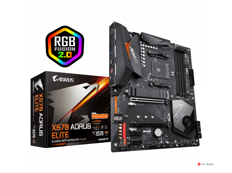 Сист. плата Gigabyte X570 AORUS ELITE 1.0, X570, AM4, 4xDIMM DDR4, 2xPCI-E x16, 2xPCI x1, 1xM.2, 6xSATA, HDMI, ATX BOX