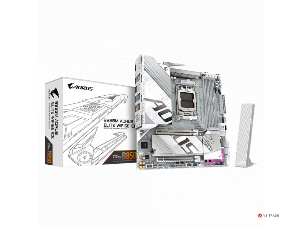 Сист.плата Gigabyte B850M A ELITE WF6E ICE, B850, 4xDDR5, PCI-E5 x16, 3xM.2, SATA6, HDMI, DPx2, Wi-Fi6E, LAN2.5GbE, BOX