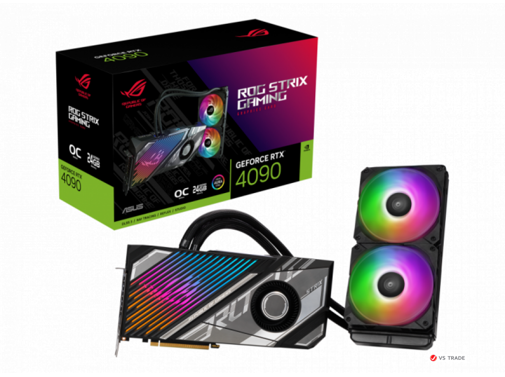 Видеокарта ASUS ROG Strix LC GeForce RTX™ 4090 24GB GDDR6X OC Edition, 256 bit, Water Cooling System, 2xHDMI, 3xDP, BOX