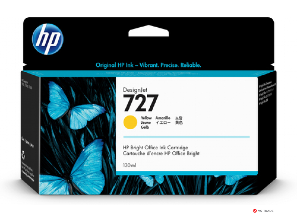 Картридж струйный HP B3P21A, 727, 130 мл, желтый