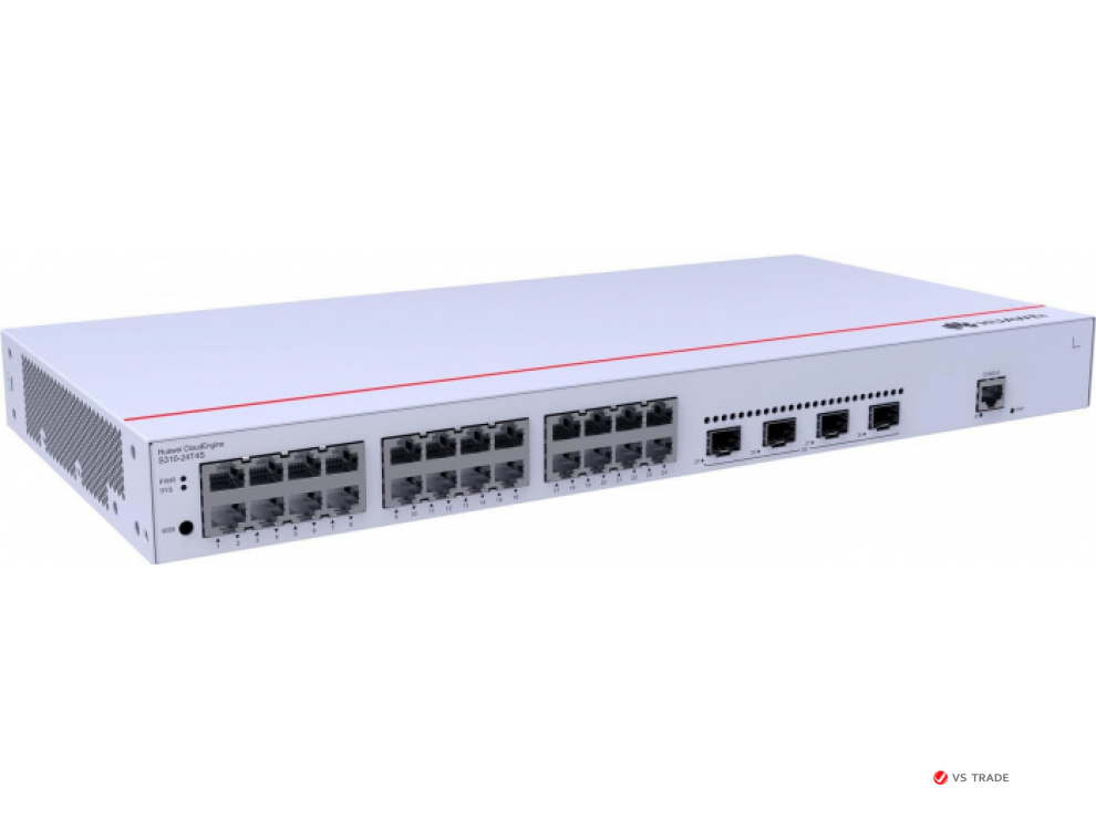 Коммутатор Huawei S310-24T4S (L2+ , 24*10/100/1000BASE-T ports, 4*GE SFP ports, AC power)