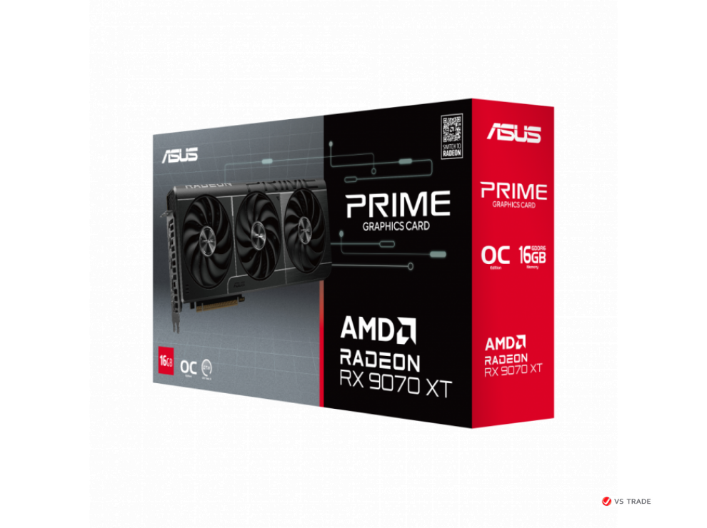 Видеокарта ASUS PRIME-RX9070XT-O16G, 16Gb GDDR6, 256 Bit, HDMI, DP, BOX