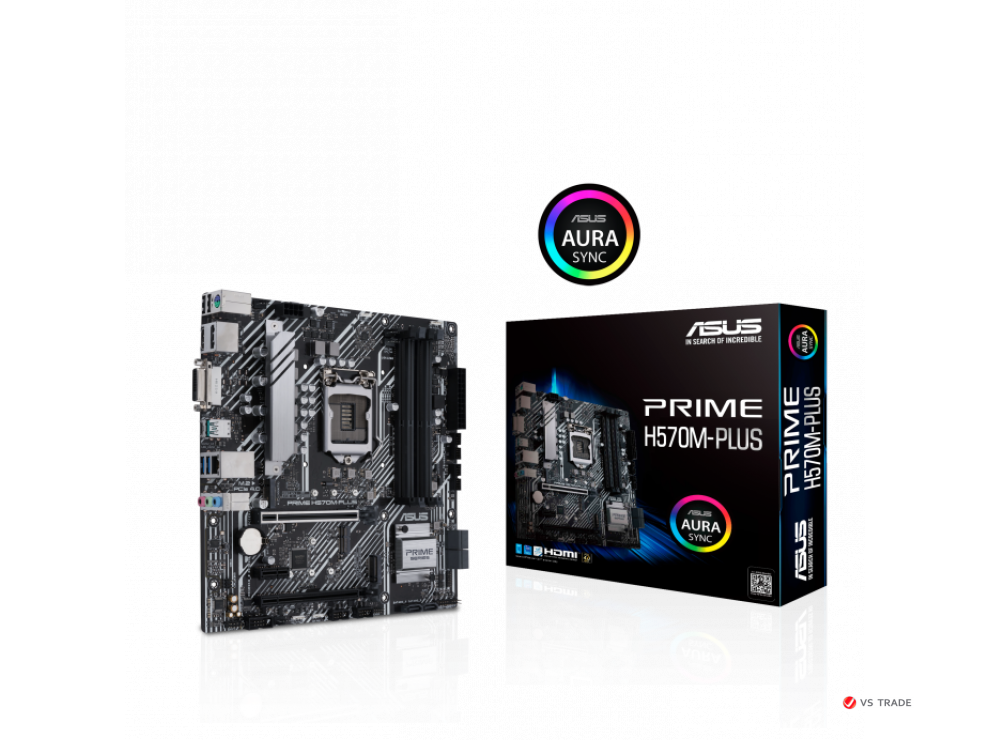 Сист. плата ASUS PRIME H570M-PLUS, H570, 1200, 4xDIMM DDR4, 2xPCI-E x16, 1xPCI-Ex1, M.2, 6xSATA, DP, DVI-D, BOX