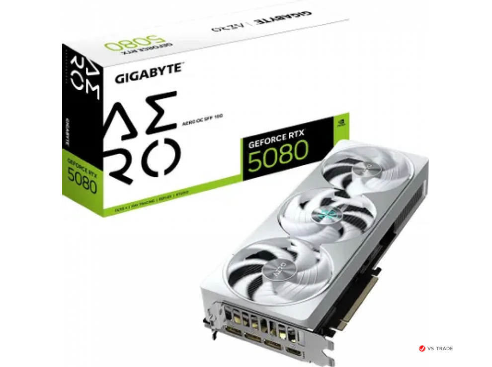 Видеокарта Gigabyte GV-N5080AERO OC-16GD, GeForce RTX 5080 AERO OC, 16Gb GDDR7, 256Bit, DP, HDMI, BOX