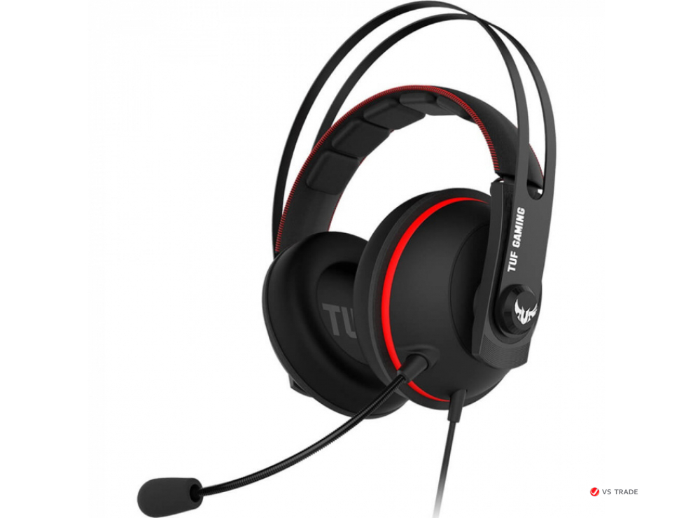 Гарнитура ASUS TUF Gaming H7 Core черно-красный 90YH01QR-B1UA00, 20 ~ 20000 Гц, 32 Ом, разъем 3.5 мм.Длина шнура 1.3 м