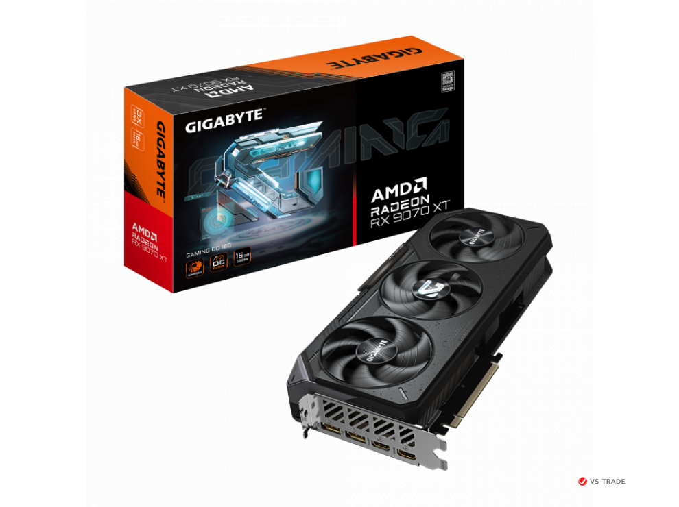 Видеокарта Gigabyte GV-R9070XTGAMING OC-16GD, Radeon RX 9070 XT, 16Gb GDDR6, 256Bit, DP, HDMI, BOX