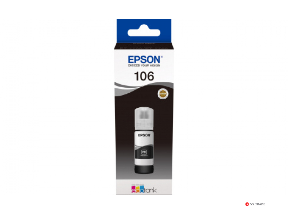 Контейнер с черными водорастворимыми фото-чернилами Epson C13T00R140 106 EcoTank Photo BK Ink Bottle