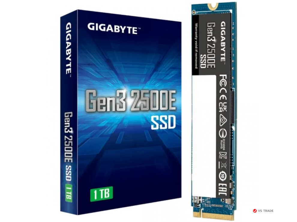 Твердотельный накопитель Gigabyte Gen3 2500E SSD 1TB, G325E1TB, 1Tb, Read Up to 2400/Write Up To 1800, M.2 2280