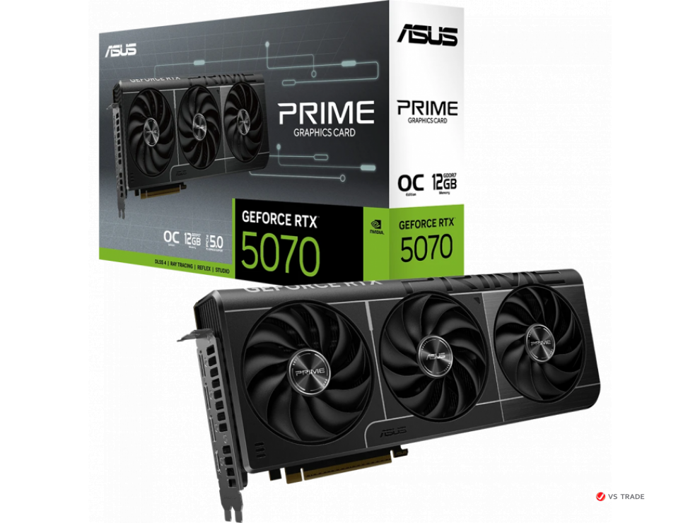 Видеокарта ASUS PRIME-RTX5070-O12G, 12Gb GDDR7, 192-bit, Cuda Core 6144, HDMI, DP, BOX