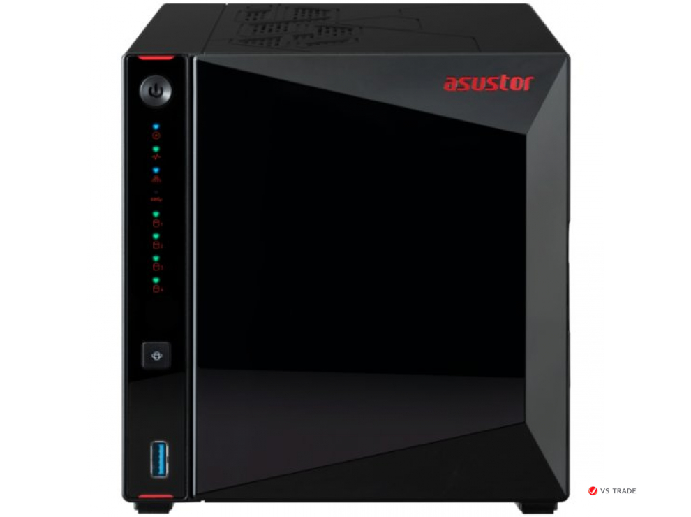 Сетевое хранилище ASUSTOR AS5404T, 4 Bay NAS, Quad-Core 2.0GHz CPU, Dual 2.5GbE Ports, 4GB DDR4, Four M.2 SSD Slots