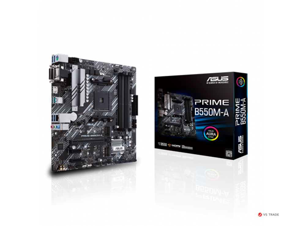 Сист. плата Asus PRIME B550M-A, B550, AM4, 4xDIMM DDR4, 1xPCI-E x16, 2xPCI x1, 2xM.2, 4xSATA, HDMI, D-Sub, DVI mATX BOX