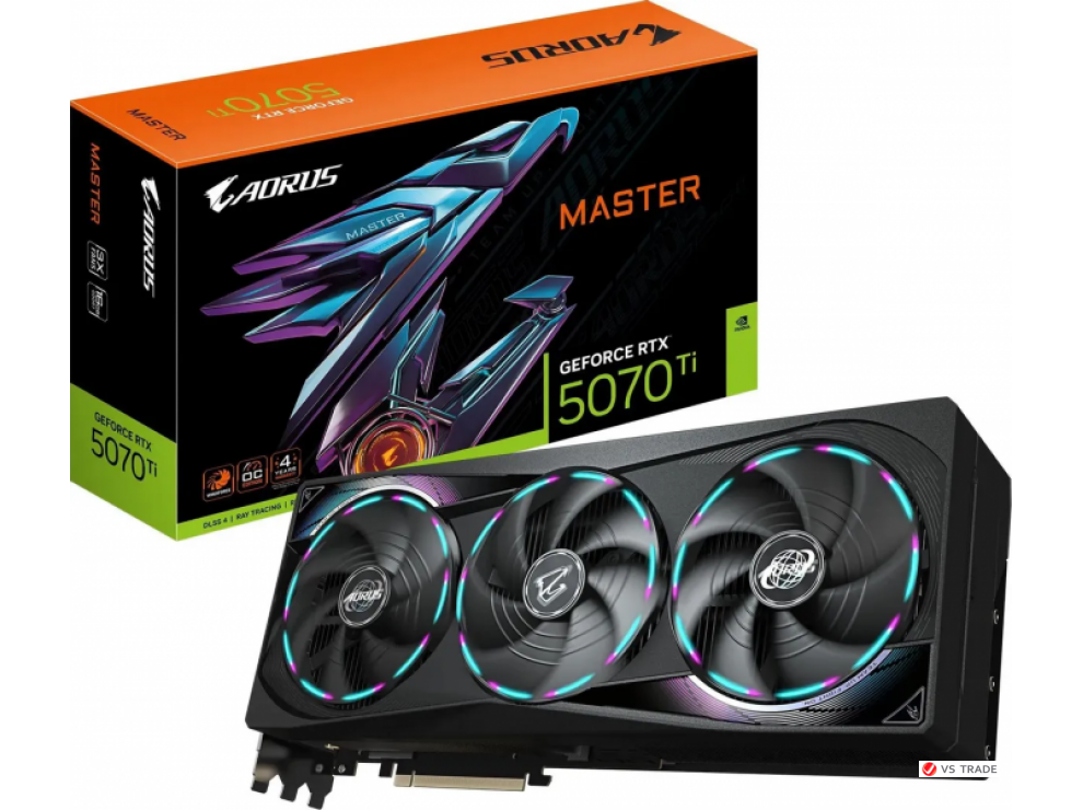 Видеокарта Gigabyte GV-N507TAORUS M-16GD, RTX 5070Ti AORUS MASTER, 16G GDDR7, 256bit, HDMI, DP, BOX