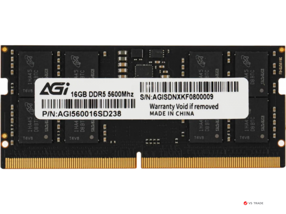 ОЗУ AGI SODIMM 16Gb DDR5, 5600MT/s, CL40, 1.1v, AGI560016SD238-ST