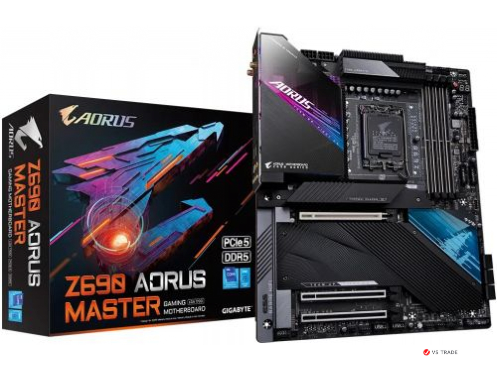 Сист. плата Gigabyte Z690 AORUS MASTER, Z690, 1700, 4xDIMM DDR5, 3xPCI-E x16, M.2, 6xSATA, 10GbE LAN, WIFI6E, DP, BOX