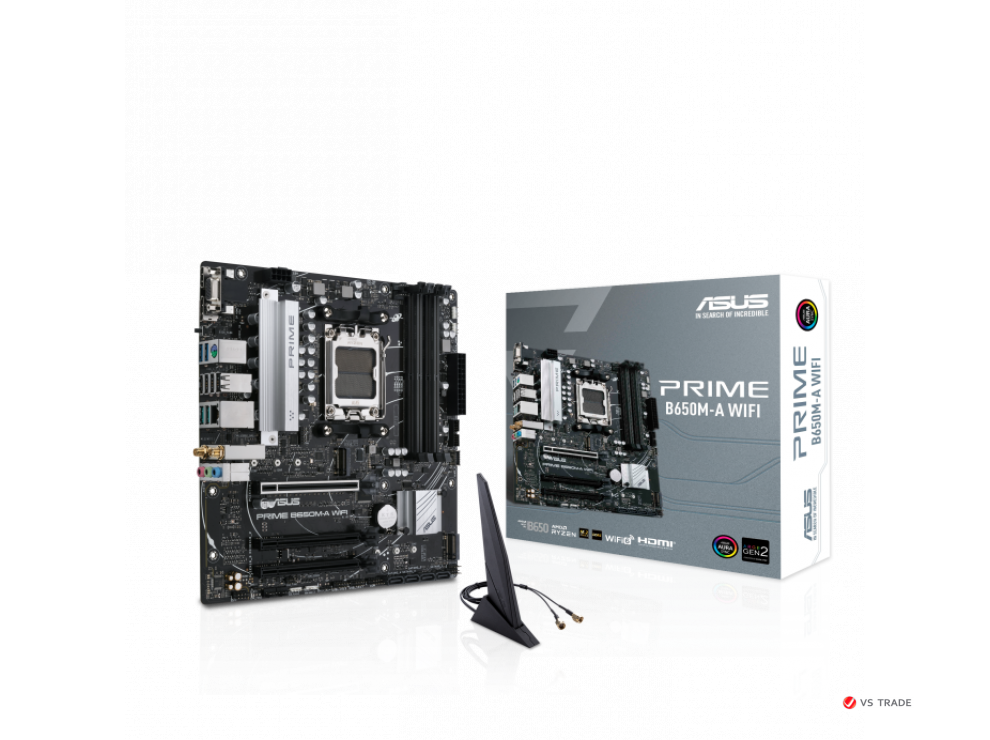 Сист. плата ASUS PRIME B650M-A WIFI, AM5, 4xDDR5, 3xPCI-E x16 , M.2, SATA, DisplayPort, VGA, WIFI6, BOX