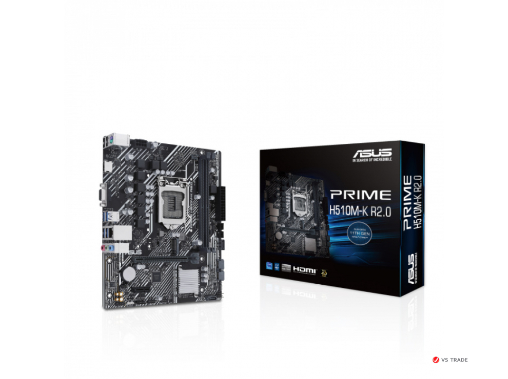 Сист.плата ASUS PRIME H510M-K R2.0, H470, 1200, 2xDIMM DDR4, PCI-E x16, M.2, 4xSATA, HDMI, VGA,  Realtek 1Gb Ethernet