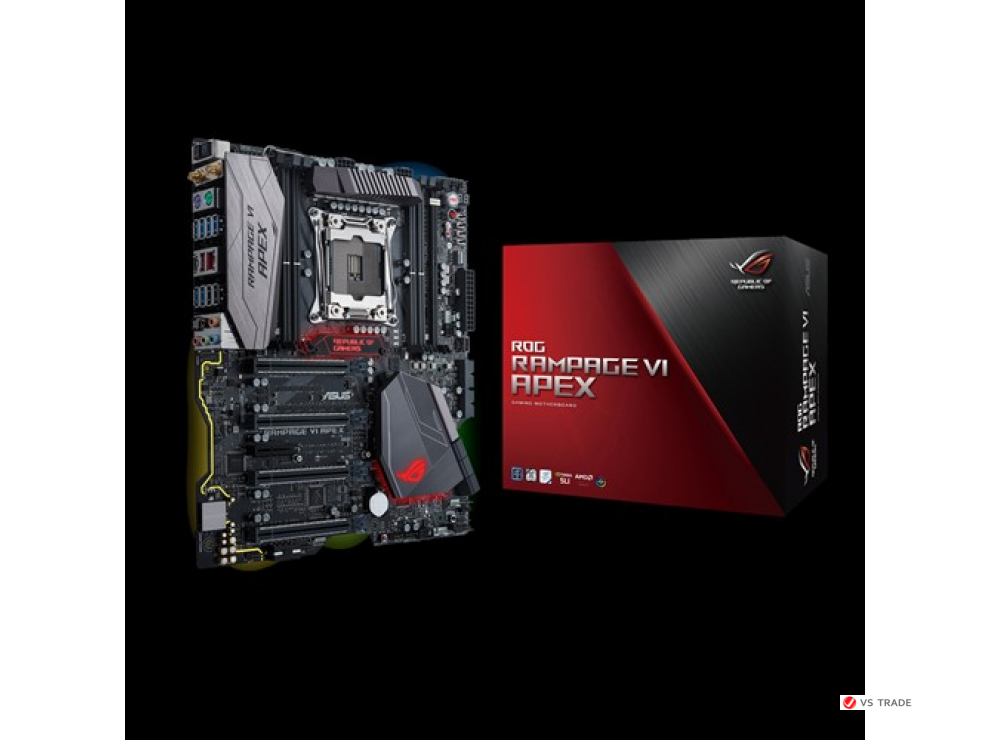 Сист. плата Asus RAMPAGE VI APEX, X299, S2066, 4xDIMM DDR4, 4xPCIe x16, PCIe x4, 2xROG DIMM.2, 4xM.2, Wireless, BT, EATX