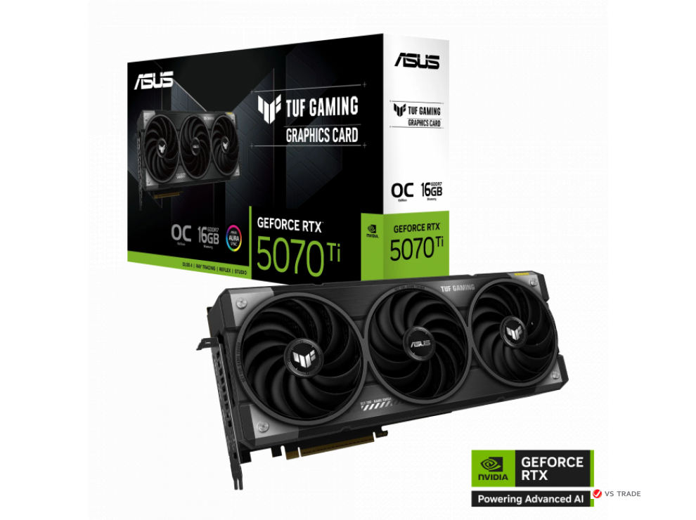 Видеокарта ASUS TUF-RTX5070TI-O16G-GAMING, RTX 5070Ti, 16G OC GDDR7, 256bit, HDMI, DP, BOX