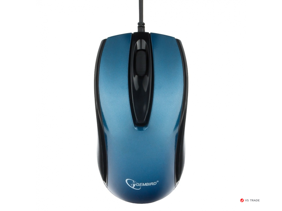 Мышь Gembird MOP-405-B, USB, синий, объемный цвет, бесшум клик, 2 кнопки, 1000 DPI, 1.45м, блистер