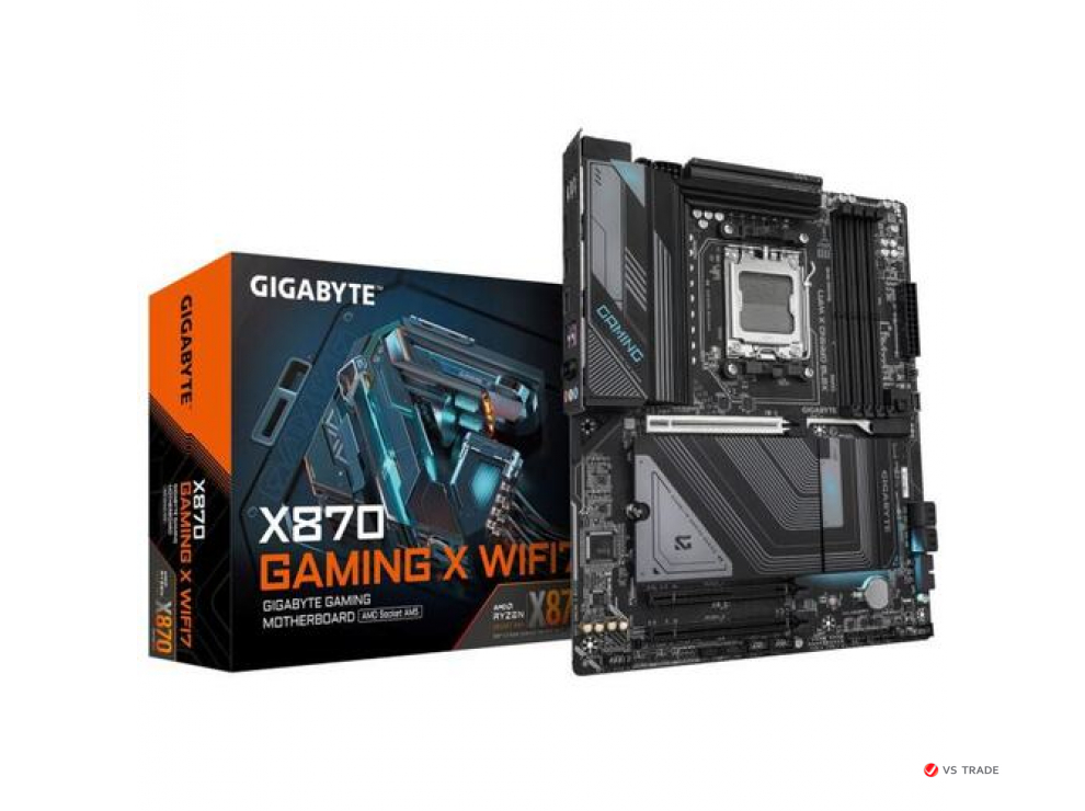 Сист.плата Gigabyte X870 GAMING X WIFI7 1.0, X870, AM5, 4xDIMM DDR5, 3xPCI-E x16, M.2, 4xSATA, HDMI, 2xUSB4, WIFI7, BOX