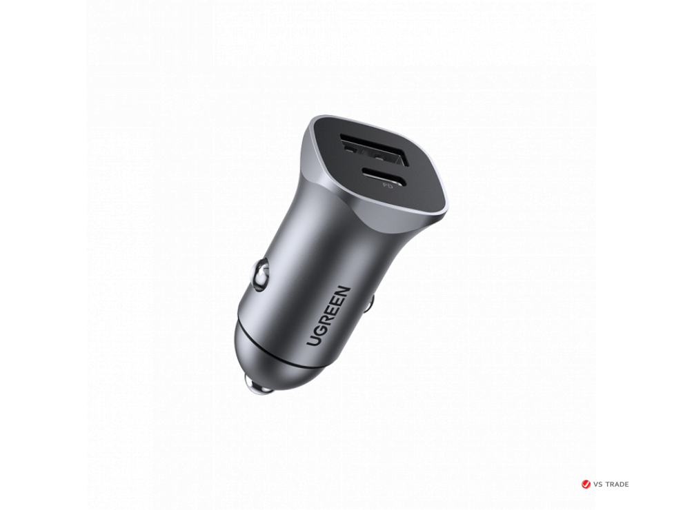 Автомобильное ЗУ Ugreen CD130 USB-C PD+USB-A QC 24W Fast Car Charger, 30780