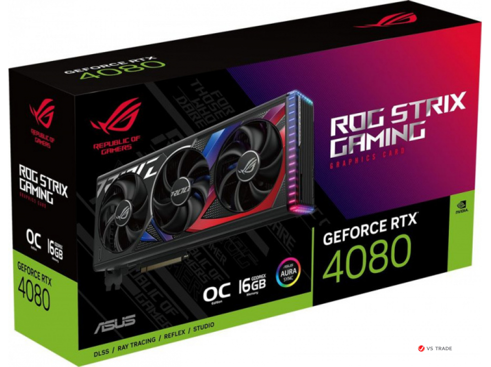 Видеокарта ASUS ROG-STRIX-RTX4080-O16G-GAMING, ROG Strix GeForce RTX® 4080 OC Edition, 16GB GDDR6X, 256bit, 2xHDMI, 3xDP
