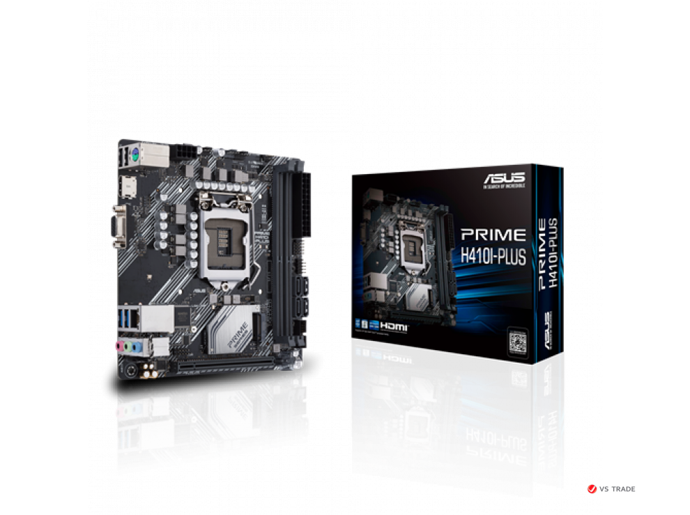 Сист. плата ASUS PRIME H410I-PLUS, H410, 1200, 2xDIMM DDR4, PCI-E x16, M.2, 4xSATA, D-Sub, HDMI, ITX, BOX