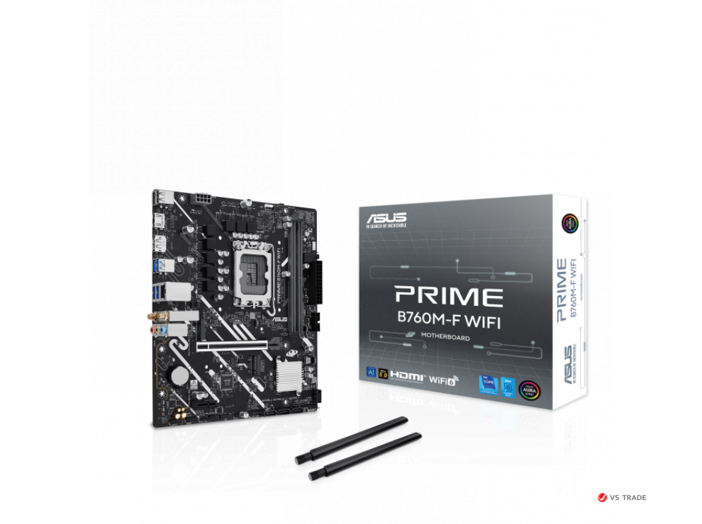 Сист.плата ASUS PRIME B760M-F WIFI, B760,  1700, 2xDDR5, PCI-E x16, PCI-E x1, 2xM2, SATA, DP, HDMI, WIFI6, BOX
