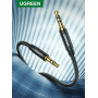 Аудиокабель UGREEN AV112 3.5mm Male to 3.5mm Male Cable Gold Plated Metal Case with Braid, 1m, Black, 50361