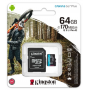 Карта памяти Kingston 64GB microSDXC Canvas Go Plus 170R A2 U3 V30 Card,с адаптером, SDCG3/64GB