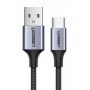 Адаптер - кабель UGREEN 60128 USB-A 2.0 to USB-C Cable Nickel Plating Aluminum Braid 2m (Black)