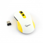 Мышь беспроводная Gembird MUSW-221-Y, белый/жёлтый, 5кн.+колесо-кнопка, 800/1200/1600DPI, 2.4ГГц