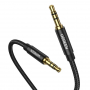 Аудиокабель UGREEN AV112 3.5mm Male to 3.5mm Male Cable Gold Plated Metal Case with Braid, 1m, Black, 50361