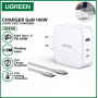 Зарядное устройство Ugreen CD289 Nexode 140W 3-Port PD GaN Fast Charger EU (White), 15339