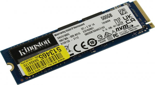 SSD-накопитель Kingston SNVS/500G, 500Gb, M2, 2280, NVMe, 21001700 readwrite, SNVS/500G SSD-накопитель Kingston SNVS/500G, 500Gb, M2, 2280, NVMe, 21001700 readwrite, SNVS/500G