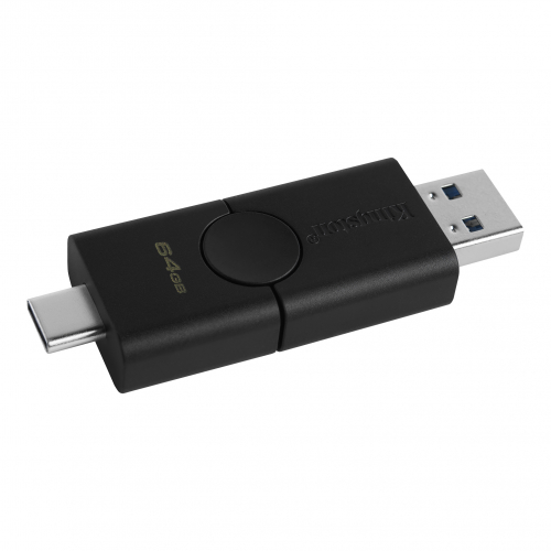 USB- Flash Kingston 64Gb, DataTraveler Duo, USB 3.2 Gen1 + Type-C, DTDE/64GB, Black