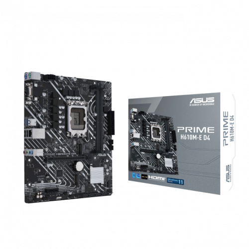 Сист. плата ASUS PRIME H610M-E D4, H610, 1700, 2xDIMM DDR4, PCI-E x16, PCI-E x1, 2xM.2, 4xSATA, D-Sub, HDMI, DP, BOX