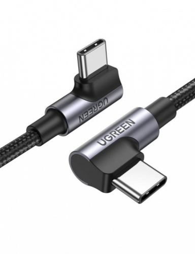 Кабель UGREEN Angled USB-C M/M Cable Aluminium Shell with Braided 2m (Black)