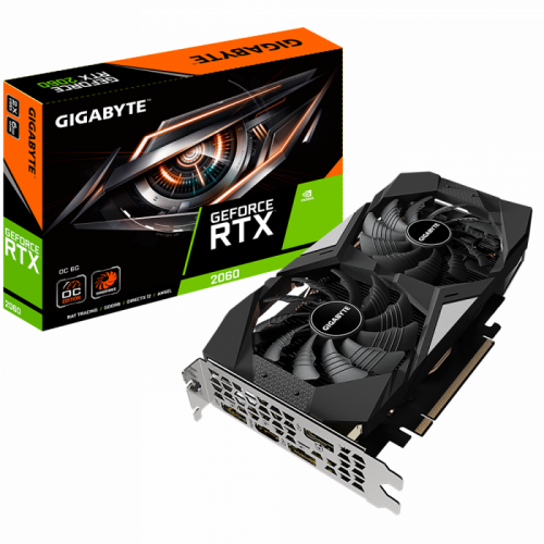 Видеокарта Gigabyte RTX 2060, GV-N2060OC-6GD, 6GB GDDR6 192bit, Windforce 2xFan, 3xDP, HDMI BOX Видеокарта Gigabyte RTX 2060, GV-N2060OC-6GD, 6GB GDDR6 192bit, Windforce 2xFan, 3xDP, HDMI BOX