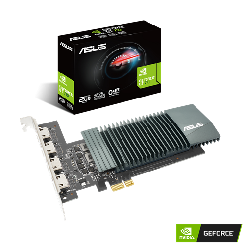 Видеокарта ASUS GT710-4H-SL-2GD5, 2Gb/64bit GDDR5, 4xHDMI 2.1, HDCP, BOX